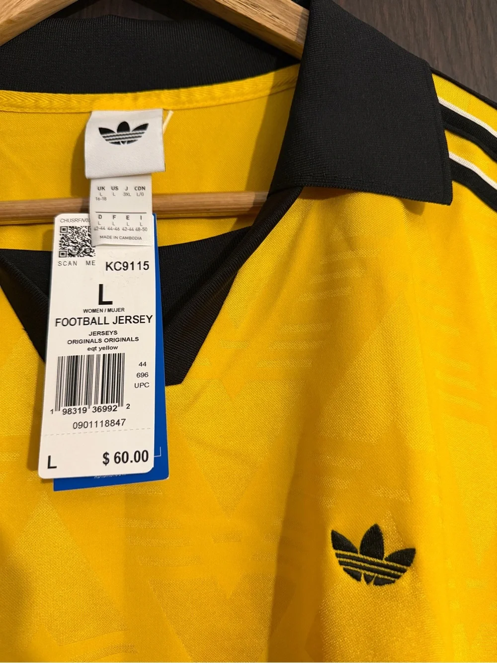adidas FOOTBALL JERSEY SPONSOR Yellow and Black ESPN Graphic Soccer Jersey - Picture 8 of 8